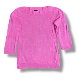 Talbots Pink 100% Linen Knit Top Women’s Medium Lightweight‎ Summer Sweater